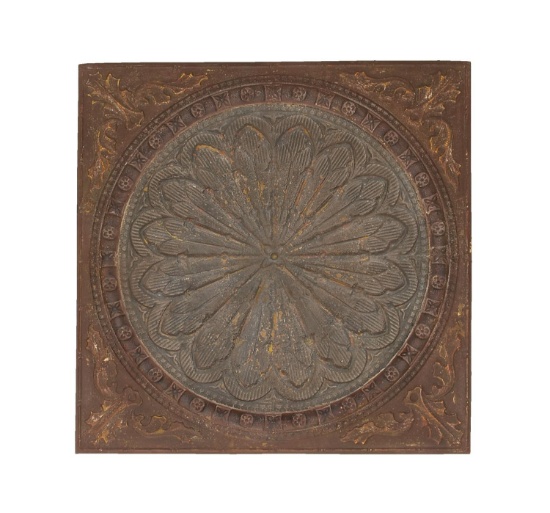 GwG Outlet Metal Wall Plaque with A Rustic Green Brown Finish 69246