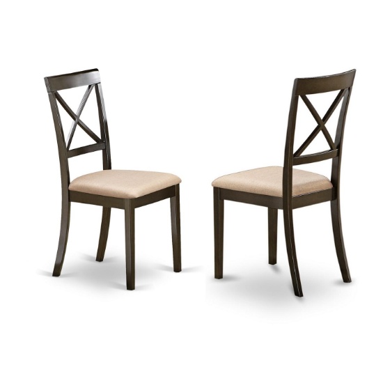 East West Furniture Boston Wood Set Of 2 Dining Chair In Cappuccino BOC-CAP-C