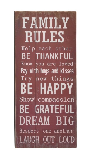 Wooden "Family Rule" Wall Panel 16"W, 32"H 65331