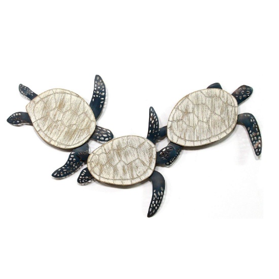 Stratton Home Decor Metal And Wood Carved Turtle Wall Decor S21051