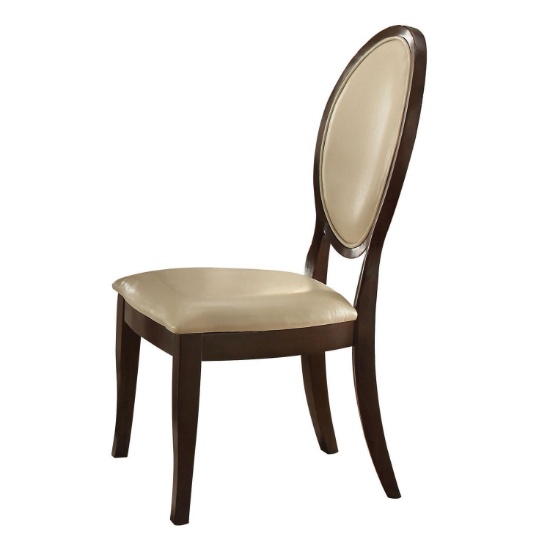 Acme Set of 2 Side Chair in Cream and Cherry Finish 71262