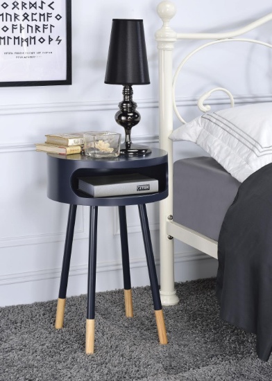 Acme End Table in Black and Natural Finish 84448