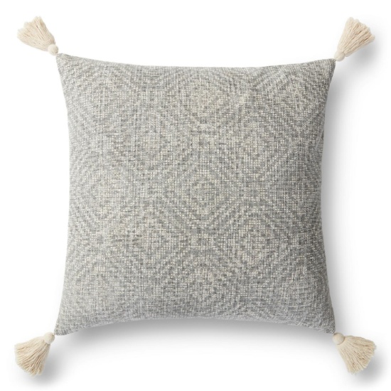 Loloi Cotton Pillow Cover With Light Grey Finish P012P0621LC00PIL3