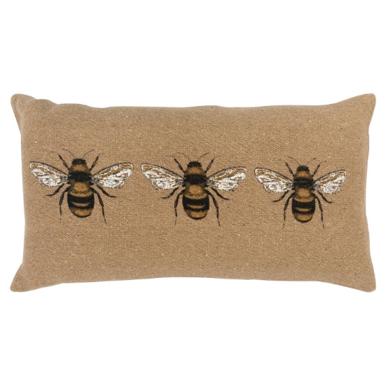 Rizzy Home Transitional Bee Pillow Cover With Natural Finish COVT16591NT001426