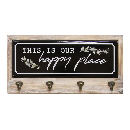 Stratton Home Decor This Is Our Happy Place Metal And Wood Coat Rack S23814
