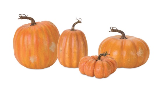 Melrose Foam Set Of 4 Pumpkin Decor With Orange And Brown Finish 76239DS