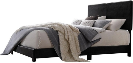 Acme Contemporary Bed With Black Pu Finish 25736T