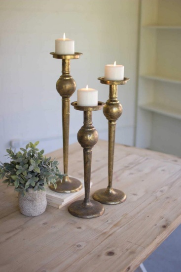 Kalalou Set Of Three Metal Candle Stands CLL2294
