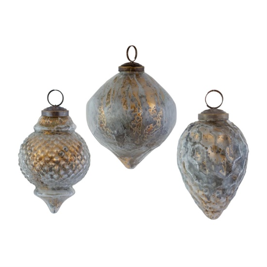 Melrose Set Of 12 Glass Ornament With Copper Finish 84483DS