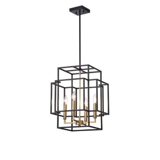 Warehouse of Tiffany 15-Inch 4-Light Pendant Lamp Black And Gold Finish HM093/4