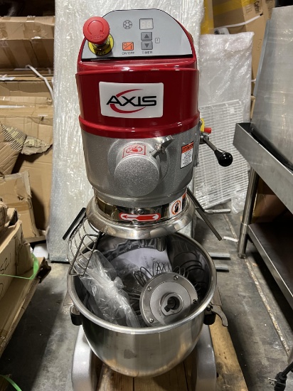 Axis 20 Qt Countertop Dough Mixer, New on Pallet comes with S/S Bowl, -  Paddle & Whip, with Safety