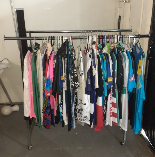 Double Clothing Rack with Mirror - 60 in long on casters