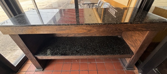 6' Black Granite and Solid Wood Console Table / Entry Table