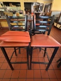 (6) Ladder Back Chairs Set - (2) Bar Stools and (4) Chairs