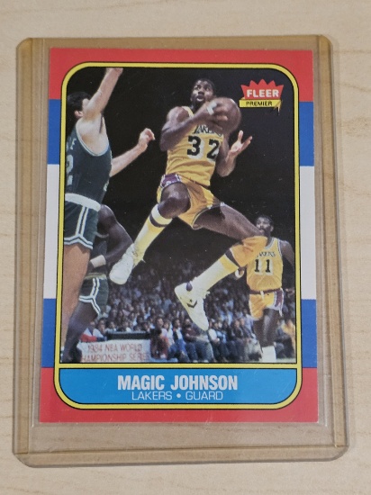 Magic Johnson Fleer Premier Trading Card in Plastic Protective Sleeve