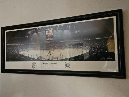 31" x 13" Florida Panthers 1993 Inaugural Game Artist Signed Limited Edition 3442/5000 Framed Photo