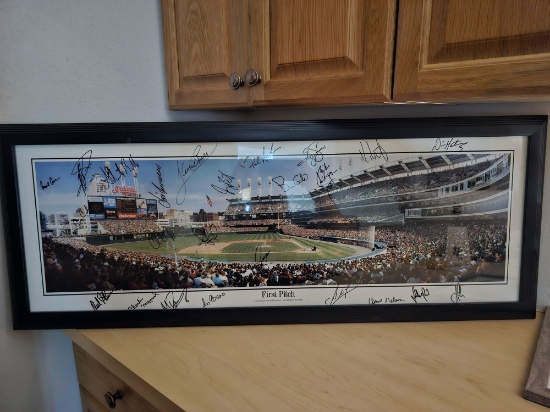42" x 16" Jacobsfield Opening Day First Pitch Player Signed Framed Picture