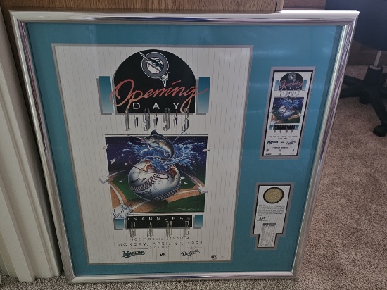 30" x 33" Florida Marlins 1993 Inaugural Game Framed Collectible
