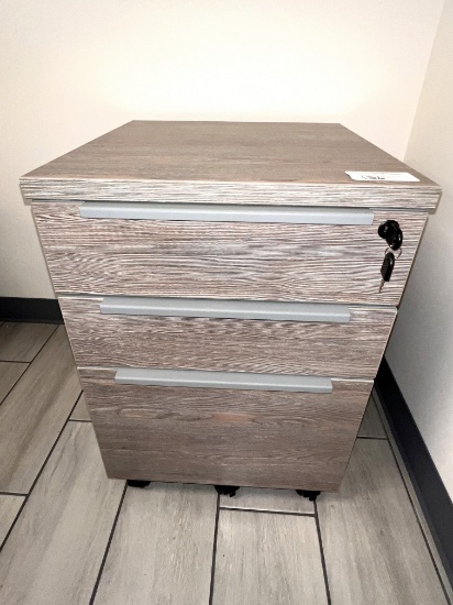 (3) Drawer Rolling File Cabinet, Matched Desk with lock and Key