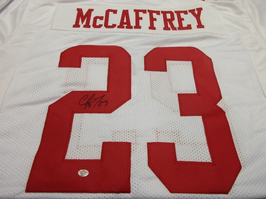 Christian McCaffrey of the San Francisco 49ers signed autographed football jersey PAAS COA 636