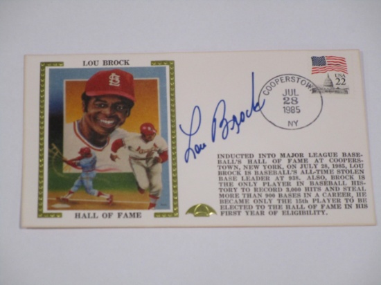 Lou Brock of the St Louis Cardinals signed autographed 1st Day Cover Envelope Hall of Fame