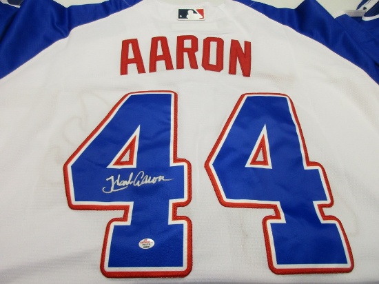 Hank Aaron of the Atlanta Braves signed autographed baseball jersey PAAS COA 998