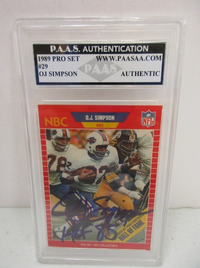 OJ Simpson of the Buffalo Bills signed autographed slabbed sportscard PAAS Holo 492