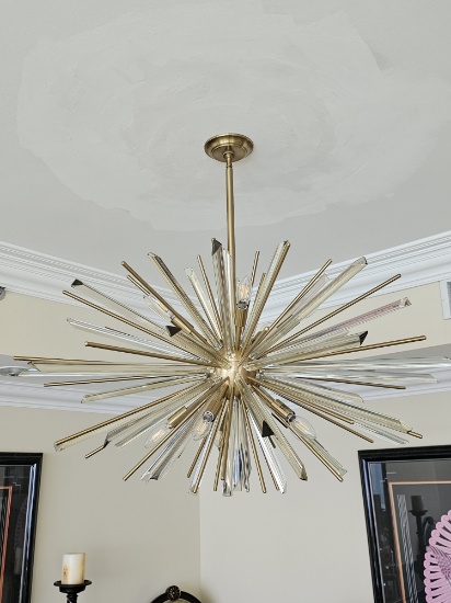 Crystal and Gold Metal Chandelier
