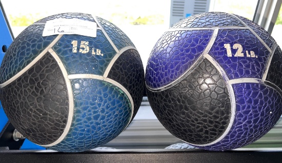 Weighted Medicine Balls: 15lb and 12 lb.
