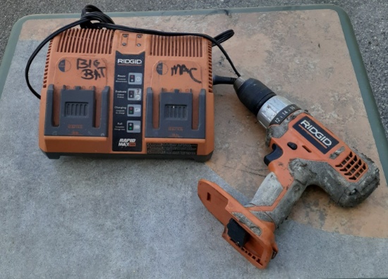 Rigid Drill and Double battery Charger - no battery