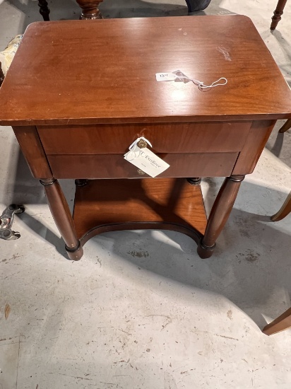 Wooden Side Table, Made in Italy with Center Drawer, 23" X 16" X 29"