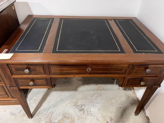 Beautiful Cherrywood Desk with Black Leather Top, 2 Extensions, Pick Uo in Davie