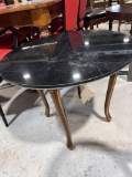 Round Marble Side Table with Wood Base, 23
