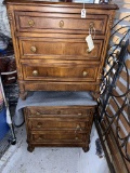 Antique Night Table with 3 Drawers