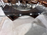 Glass Top Table,Base in Ebony Makassar, M'ade in Italy by Annibale Colombo - 45.5