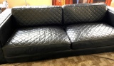 Zamaboni Blaack Leather Quillted Sofa, 96