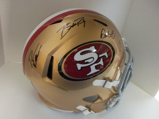 Brock Purdy George Kittle C.McCaffrey D.Samuel of the 49ers signed full size helmet PAAS LOA 684