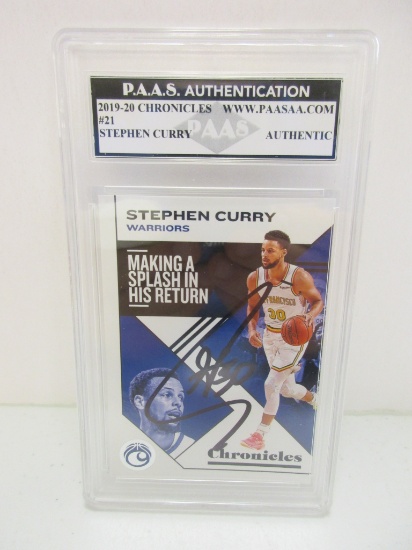 Steph Curry of the Golden State Warriors signed autographed slabbed sportscard PAAS Holo 982