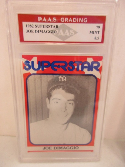 Joe DiMaggio Yankees 1982 Superstar #79 graded PAAS Mint 8.5
