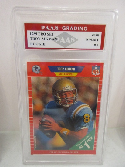 Troy Aikman Dallas Cowboys 1989 Pro Set ROOKIE #490 graded PAAS NM-MT 8.5