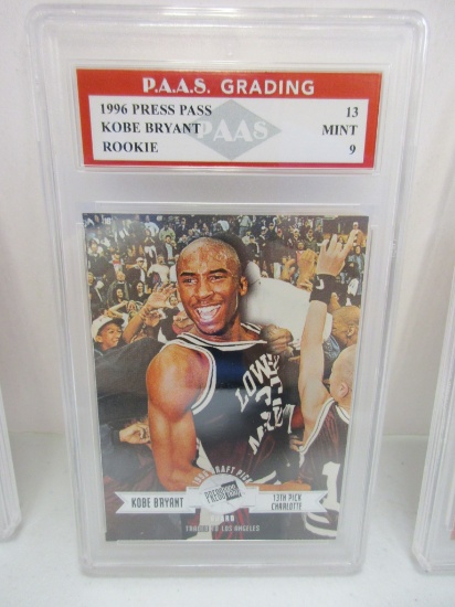 Kobe Bryant LA Lakers 1996 Press Pass ROOKIE #13 graded PAAS Mint 9