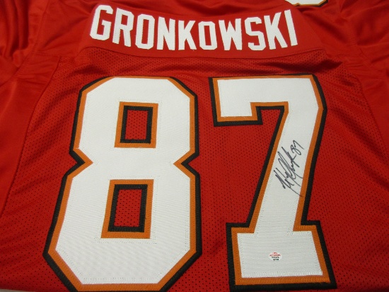Rob Gronkowski of the Tampa Bay Buccaneers signed autographed football jersey PAAS COA 758