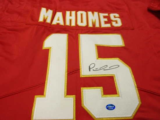 Patrick Mahomes of the Kansas City Chiefs signed autographed football jersey TAA COA 940