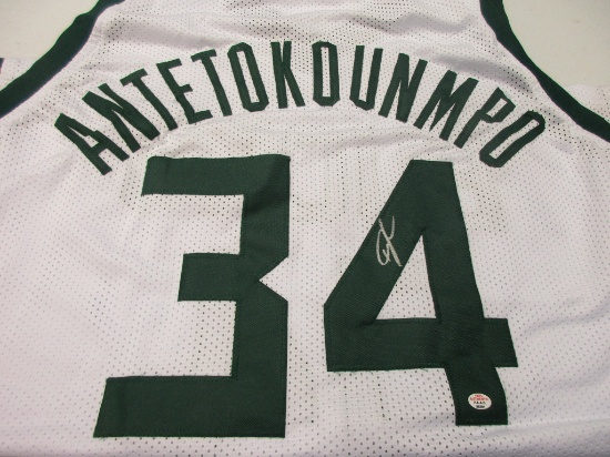 Giannis Antetokounmpo of the Milwaukee Bucks signed autographed basketball jersey PAAS COA 391