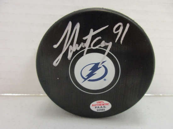 Steven Stamkos of the Tampa Bay Lightningsigned autographed hockey puck PAAS COA 592