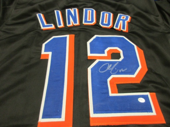 Francisco Lindor of the NY Mets signed autographed baseball jersey PAAS COA 287