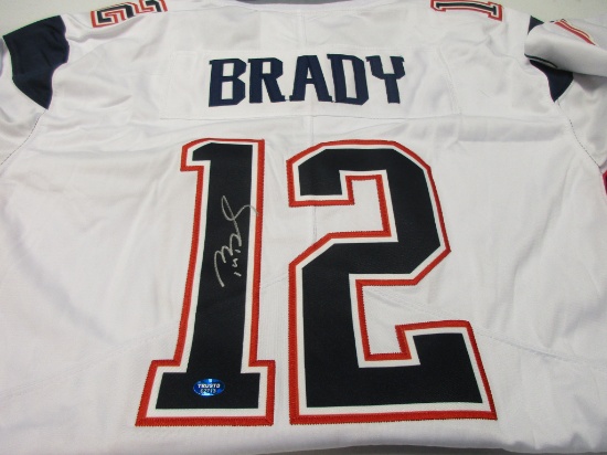 Tom Brady of the New England Patriots signed autographed football jersey TAA COA 713