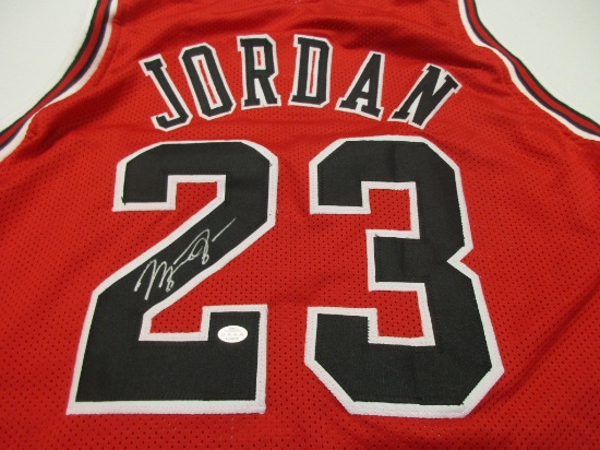 Michael Jordan of the Chicago Bulls signed autographed red basketball jersey UAA COA 530