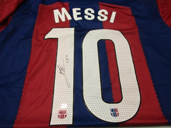 Leo Messi of the Barcelona signed autographed soccer jersey PAAS COA 206