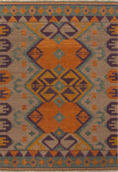 Jaipur AT07 Flat-Weave Durable  Wool Orange/Purple Area Rug ( 2X3 )